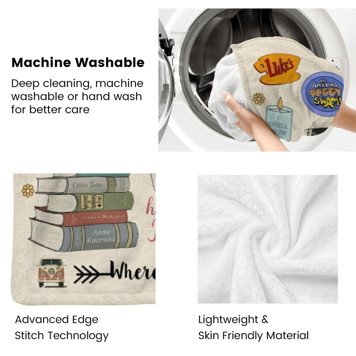 YiCoogius flannel fleece throw machine-wash friendly for easy care.