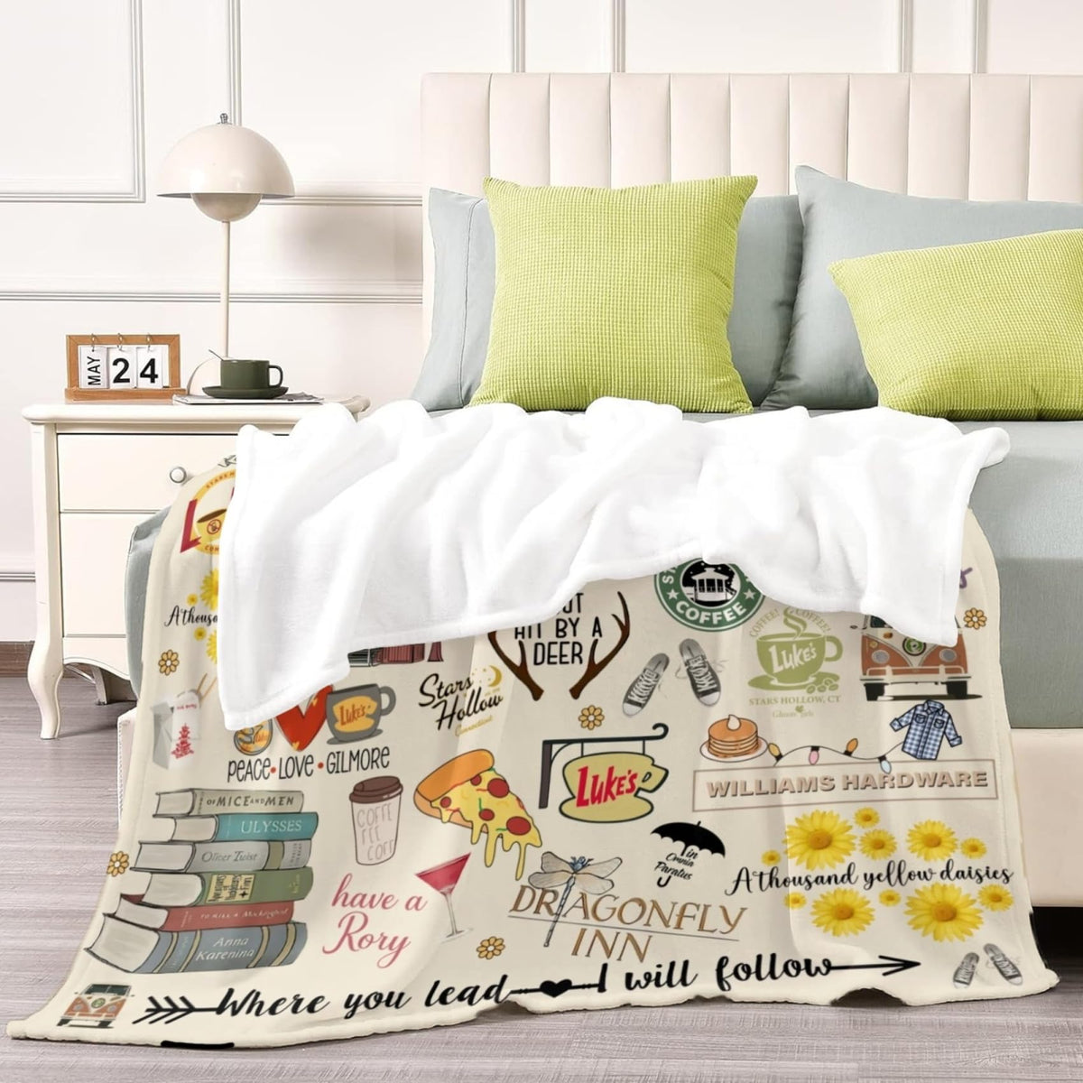 YiCoogius flannel fleece throw on a sofa creates an inviting lounge feel.