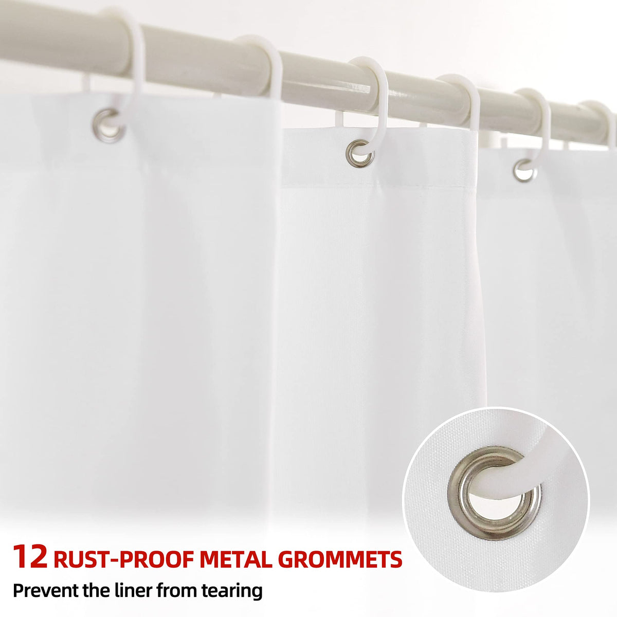 YI & ZE teal blue ombre curtain waterproof finish helps water bead and slide off.