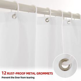 YI & ZE teal blue ombre curtain waterproof finish helps water bead and slide off.