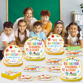 Yiaoyinnz colorful banner illustration on dinnerware adds festive vibe