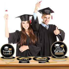 Yiaoyinnz law-school tableware set; complete black-gold party kit for stress-free setup.