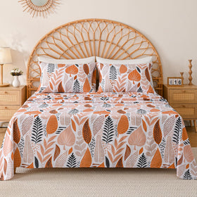 Yibeizi boho leaves printed sheet set queen adds a stylish botanical vibe