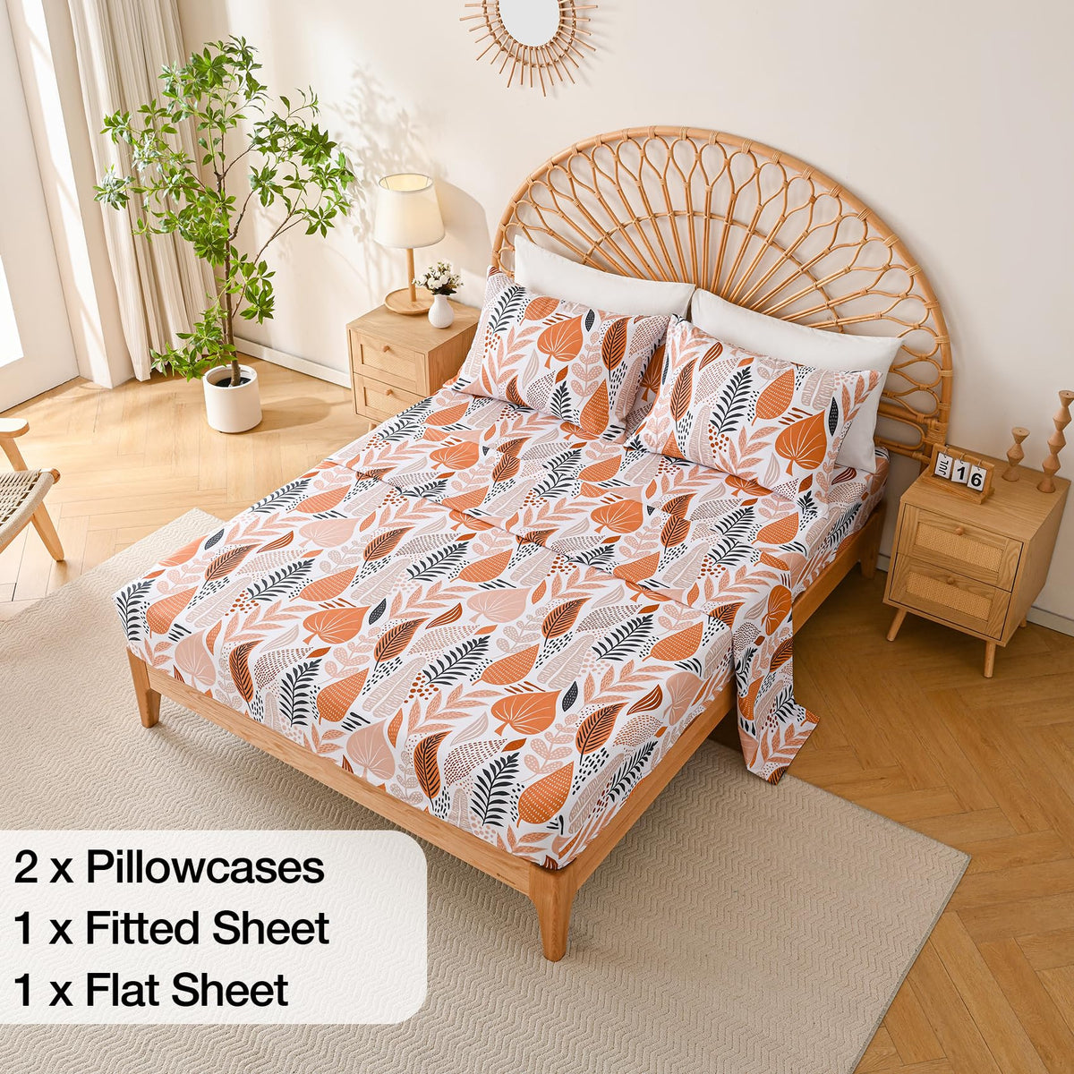 Yibeizi botanical pattern bed sheets microfiber queen provide soft breathable comfort