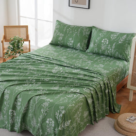 Yibeizi green floral set enhances bed aesthetics with easy care