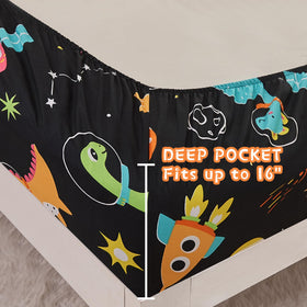 Yibeizi Space Dinosaur pillowcase coordinates with the theme and tidies pillows.