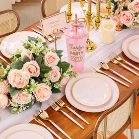 Yicentdp pink plastic tumbler close-up highlights durable reuse for gatherings.