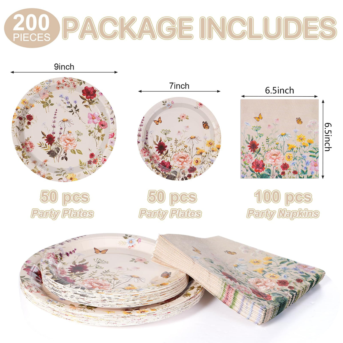 YIDAKO floral plates 7inch on a dessert spread for quick service