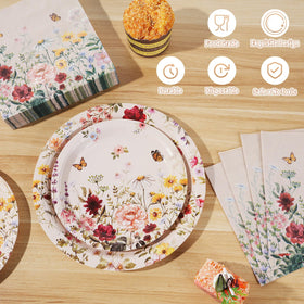 YIDAKO wildflower napkins 6-5inch paired with plates for fast cleanup