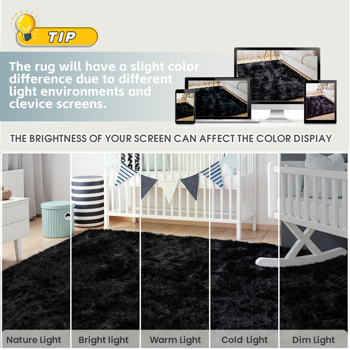 Yidanamy 5x7 rug black color makes a bold modern statement