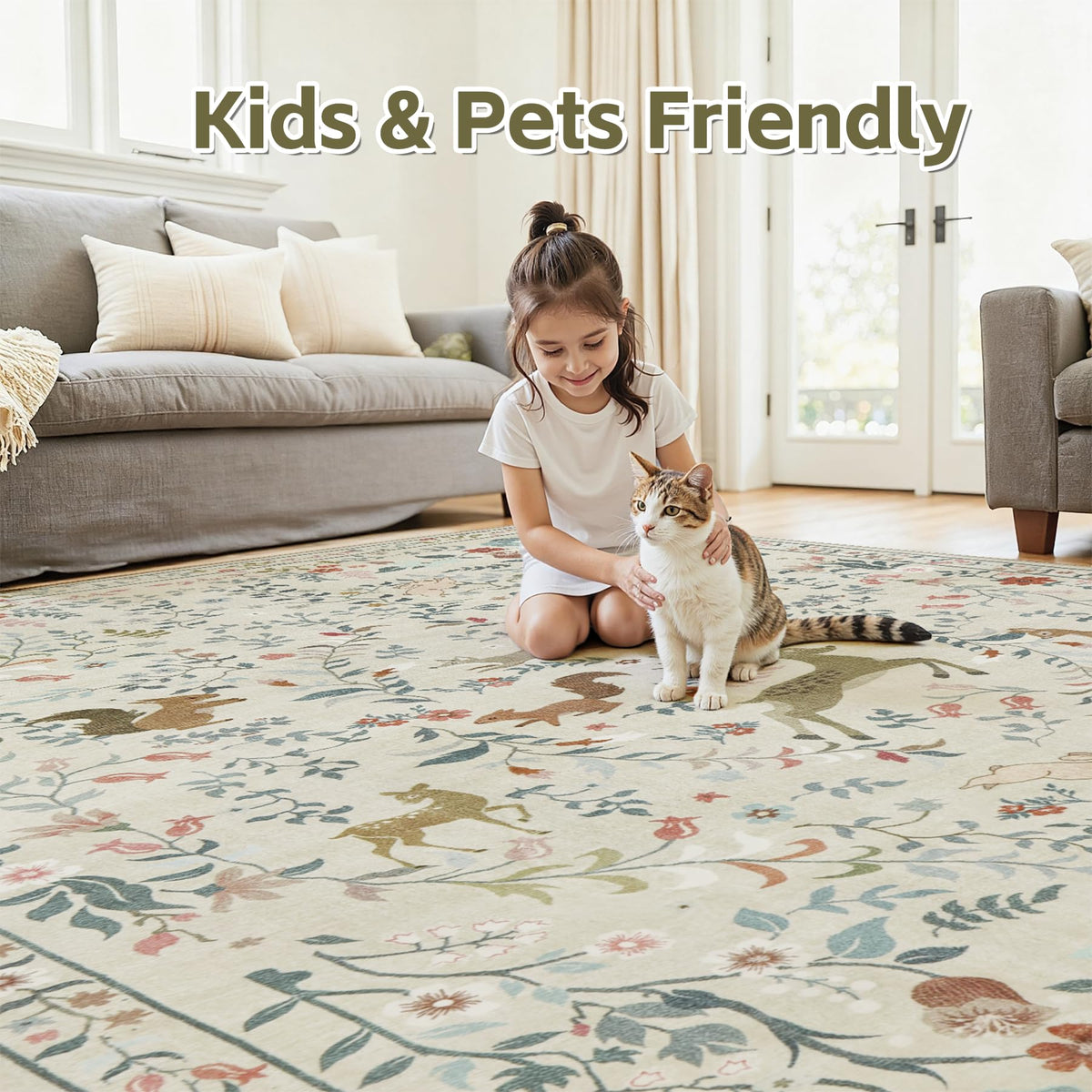 Yidanamy 5x7 rug under dining table enhances dining area with stable grip.