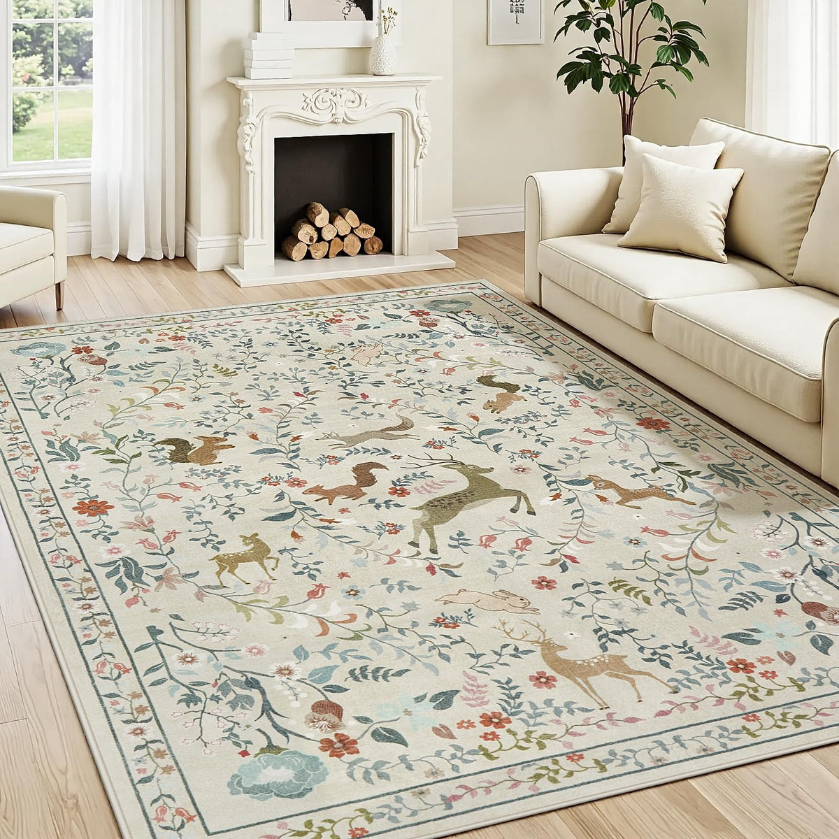 Yidanamy 5x7 rug laid in living room layout shows soft texture and easy cleaning.