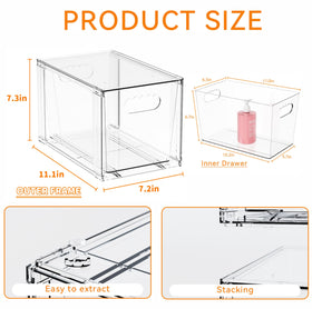 Yieach baby bottle organizer in a clear bin keeps nursery supplies tidy.