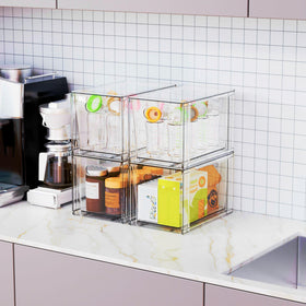 Yieach clear acrylic drawer organizer ideal for beauty products and skincare.