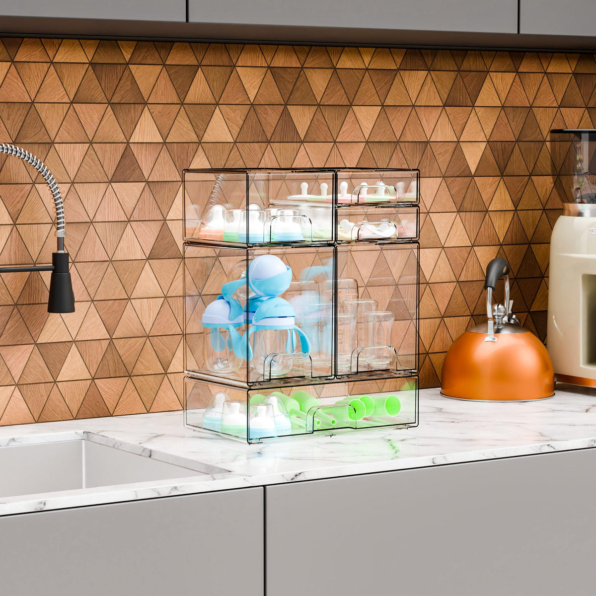 Yieach countertop storage for baby accessories keeps essentials within reach