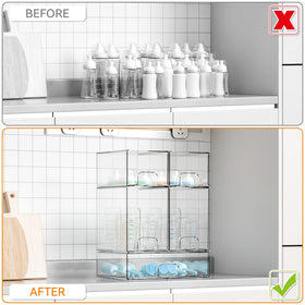 Yieach large, medium, and tall bins maximize space on counters