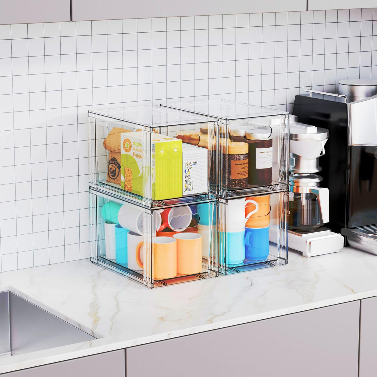 Yieach laundry closet storage drawer for towels and accessories.