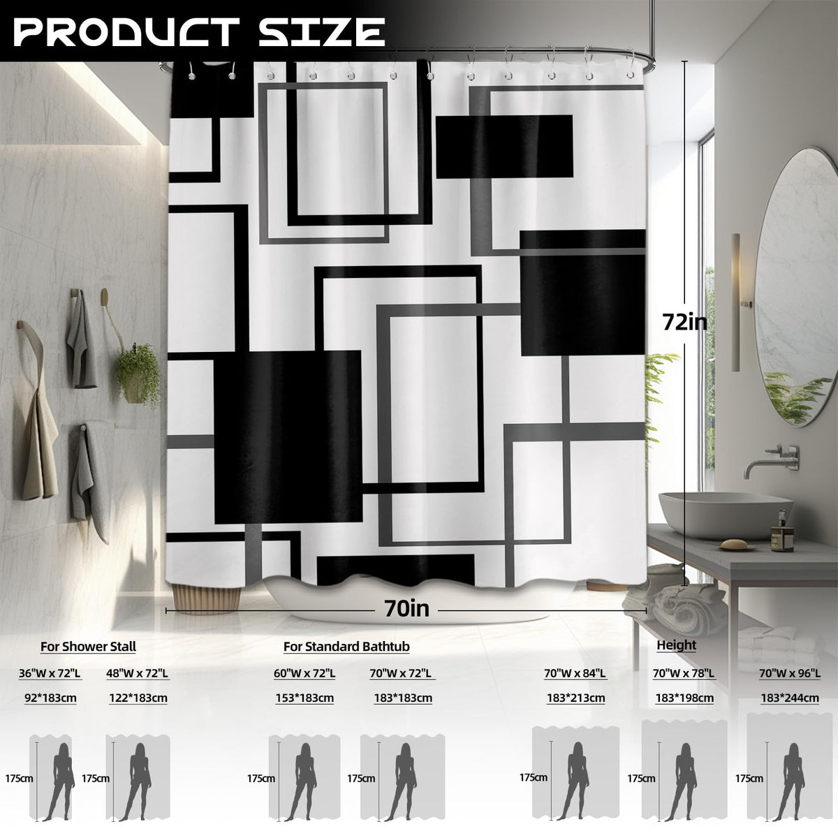 Yieldeer Geometric Curtain black and white contrast enhances bold decor.
