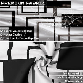 Yieldeer Geometric Curtain quick-dry polyester fabric minimizes maintenance.