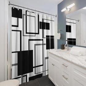 Yieldeer Geometric Curtain 70 by 72 inch size fits standard tubs.