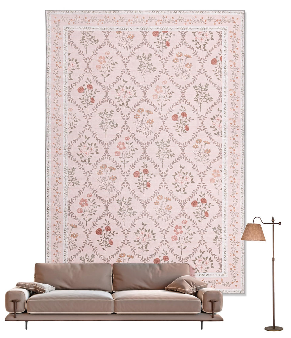 YIHOUSE 5x7 pink floral rug for bedroom adds soft color and cozy comfort.