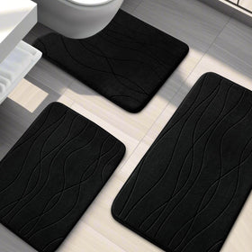 YIHOUSE 3 piece bath rug set arranged in a bathroom layout