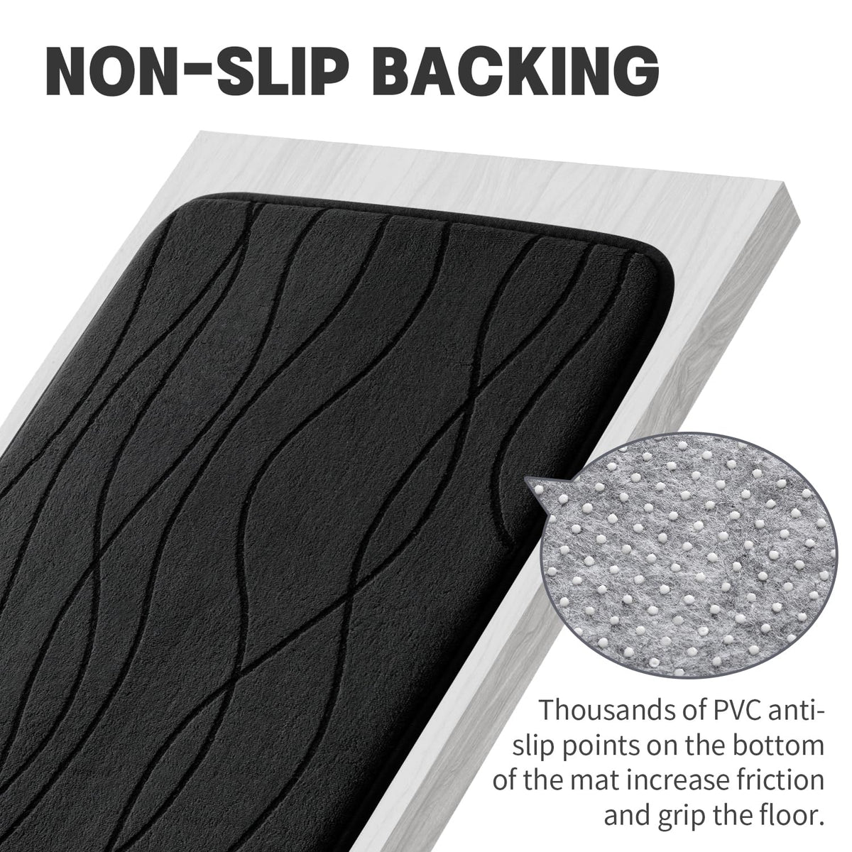 YIHOUSE black bath rug set in a modern bathroom scene