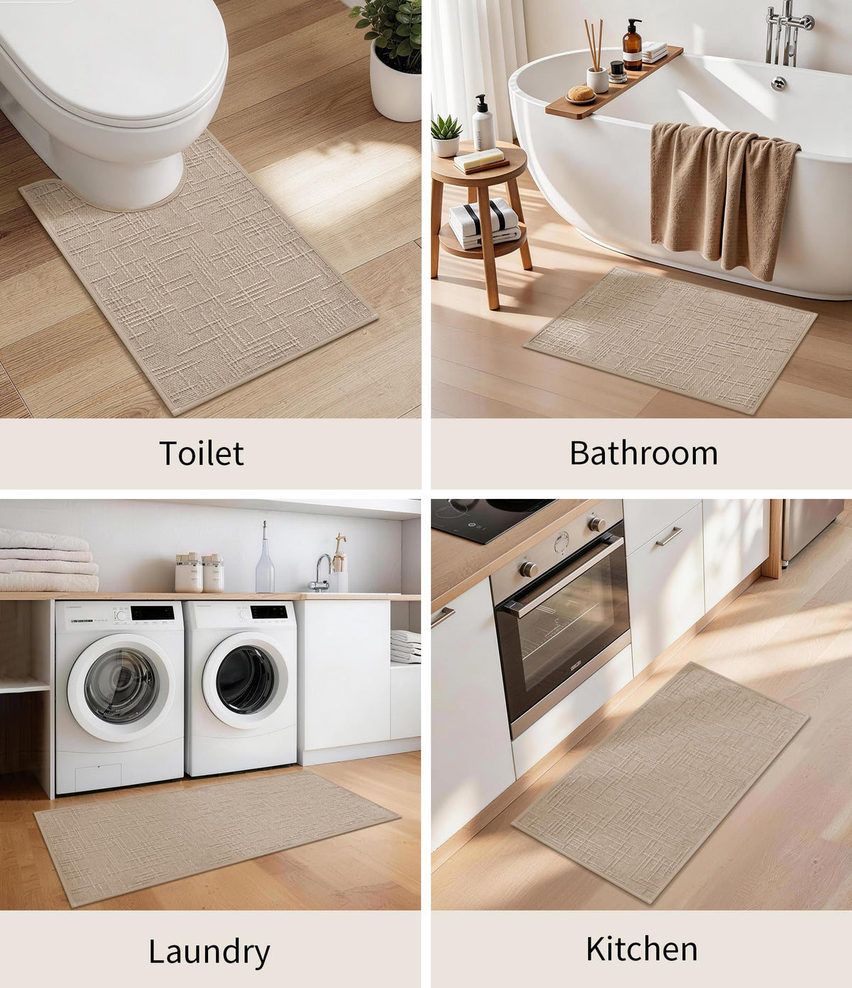 YIHOUSE beige rug by sink showcasing absorbent surface