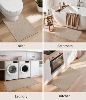 YIHOUSE beige rug by sink showcasing absorbent surface