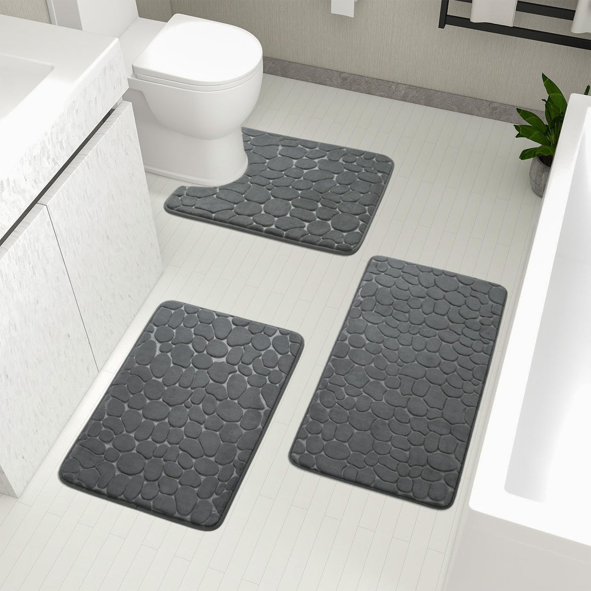 YIHOUSE large 32x20 bathroom rug set for plush comfort and dry floors