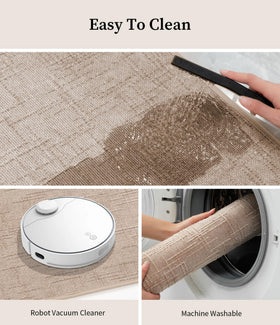 YIHOUSE beige rug under-door fit demonstrating smooth door operation