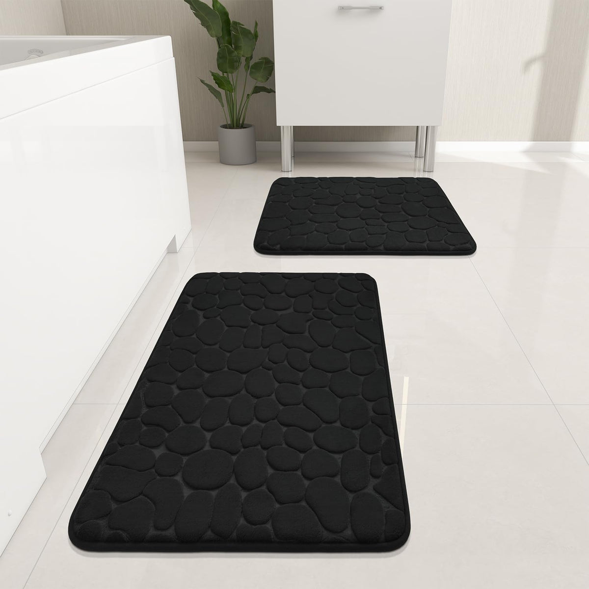 YIHOUSE bathroom rug set on floor with memory foam comfort and non-slip backing