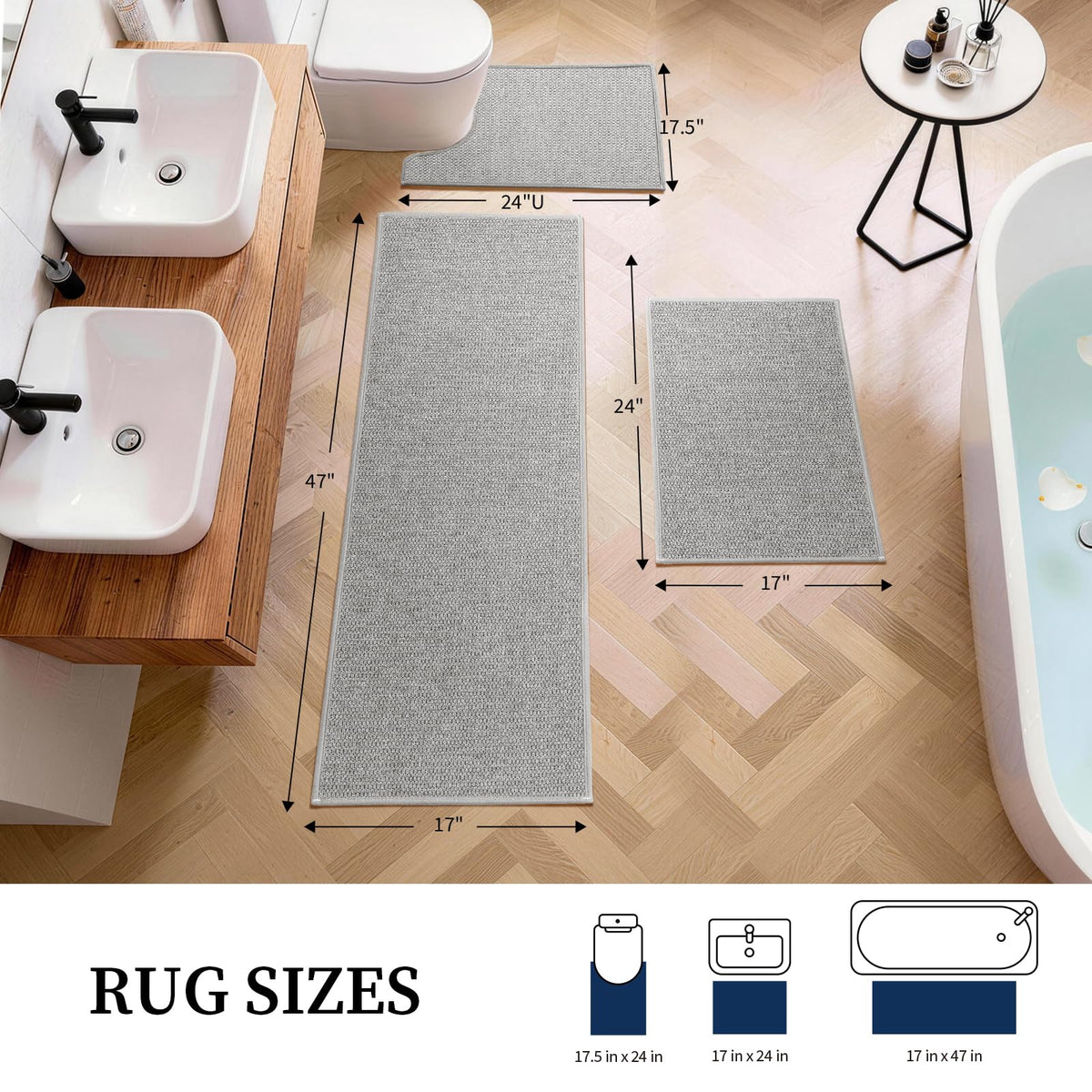 YIHOUSE bathroom runner close-up highlighting absorbent quick-dry fibers