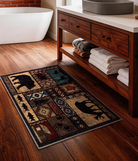 YIHOUSE bear-style rug may arrive creased; roll out and settle for best look.