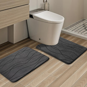 YIHOUSE dark grey rug tones complement modern bathrooms.
