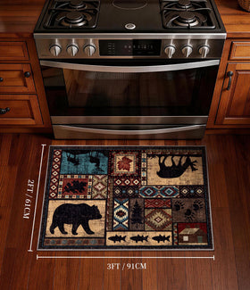 YIHOUSE rug with non-slip backing for secure placement on smooth floors.