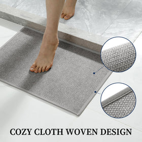 YIHOUSE gray mat demonstrates non-slip backing gripping tile surfaces