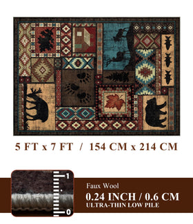 YIHOUSE lodge bear pattern rug highlights outdoorsy decor and reduces noise.