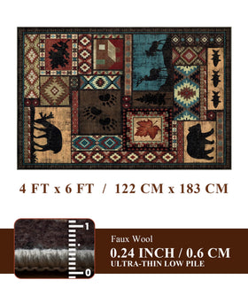 YIHOUSE lodge bear pattern rug injects outdoorsy charm into bedrooms or living areas.