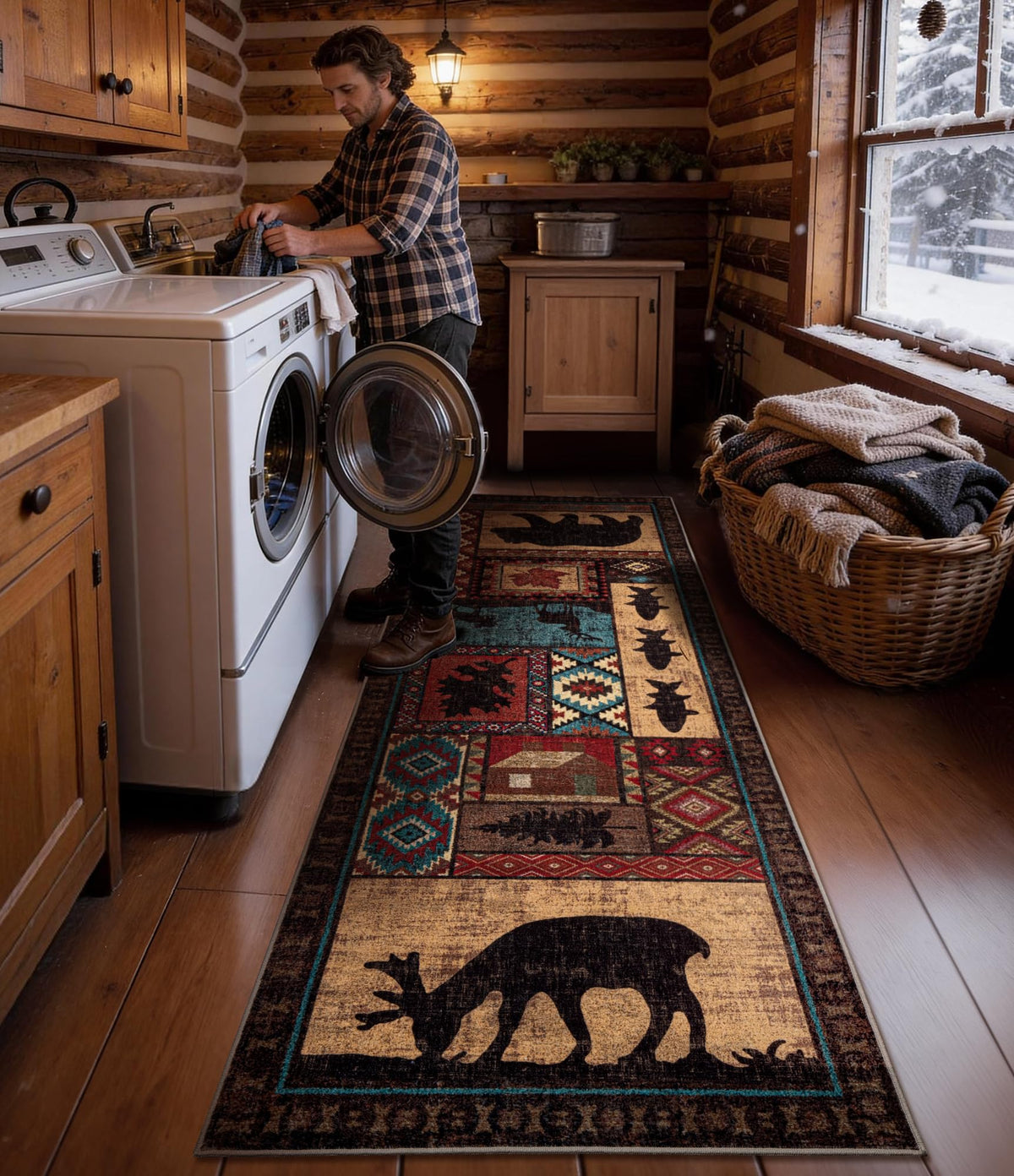 YIHOUSE low-pile imitation cashmere rug, lightweight and door-friendly.