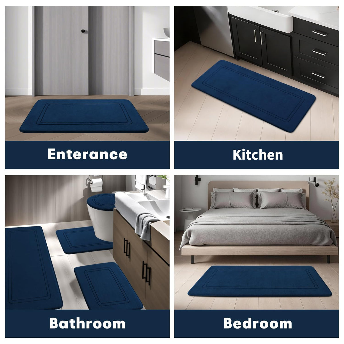 YIHOUSE dark blue bath set adds cozy style to any bathroom