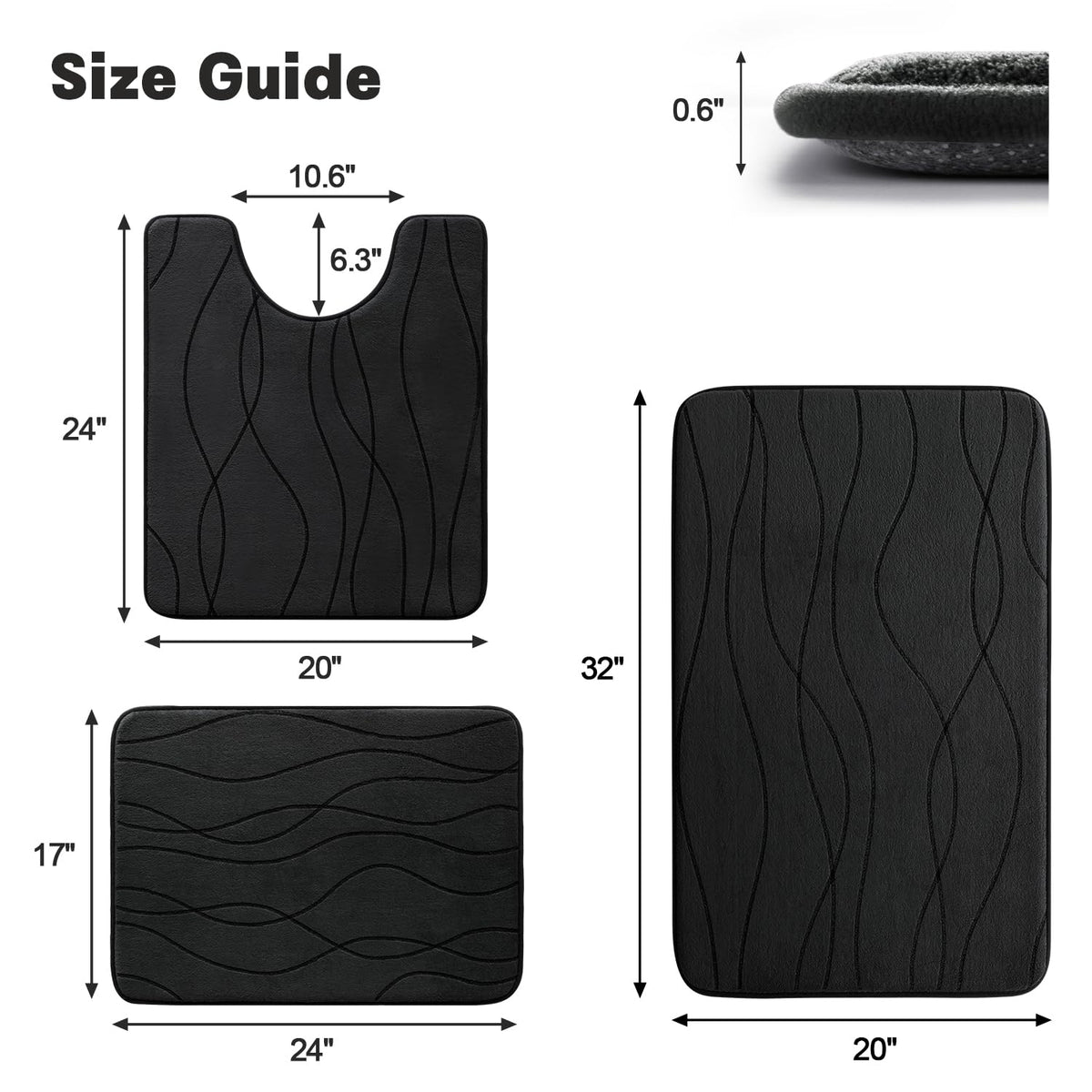 YIHOUSE memory foam bath mat closeup texture showing dense cushioning