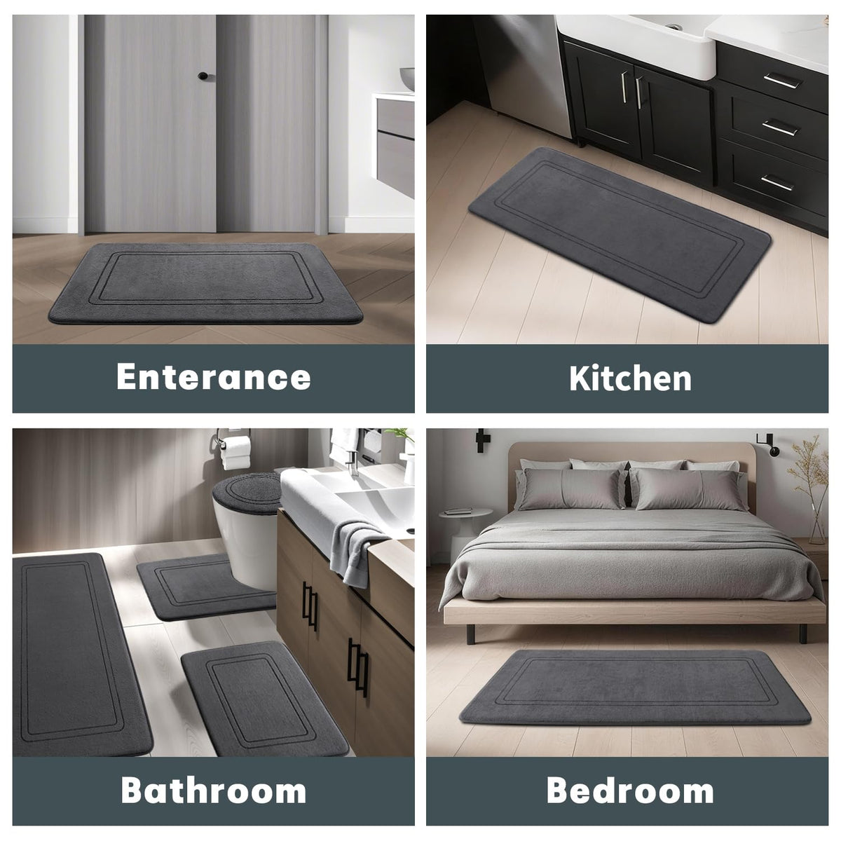 YIHOUSE memory foam bath mat lifestyle image in a spa-like bathroom