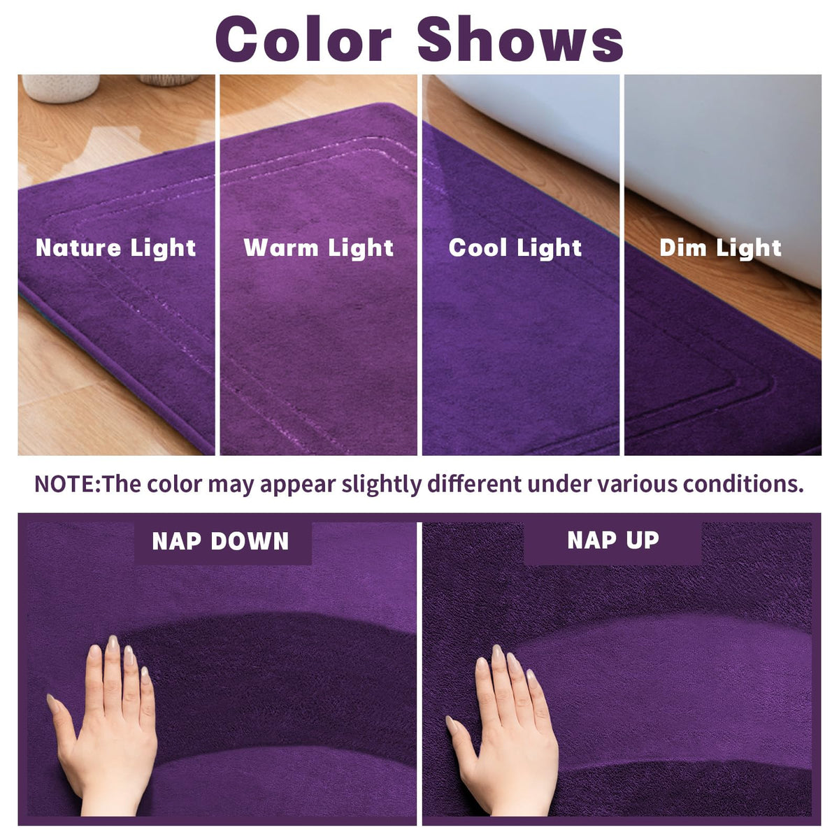 YIHOUSE memory foam bath mat set 24x17 for foot fatigue relief