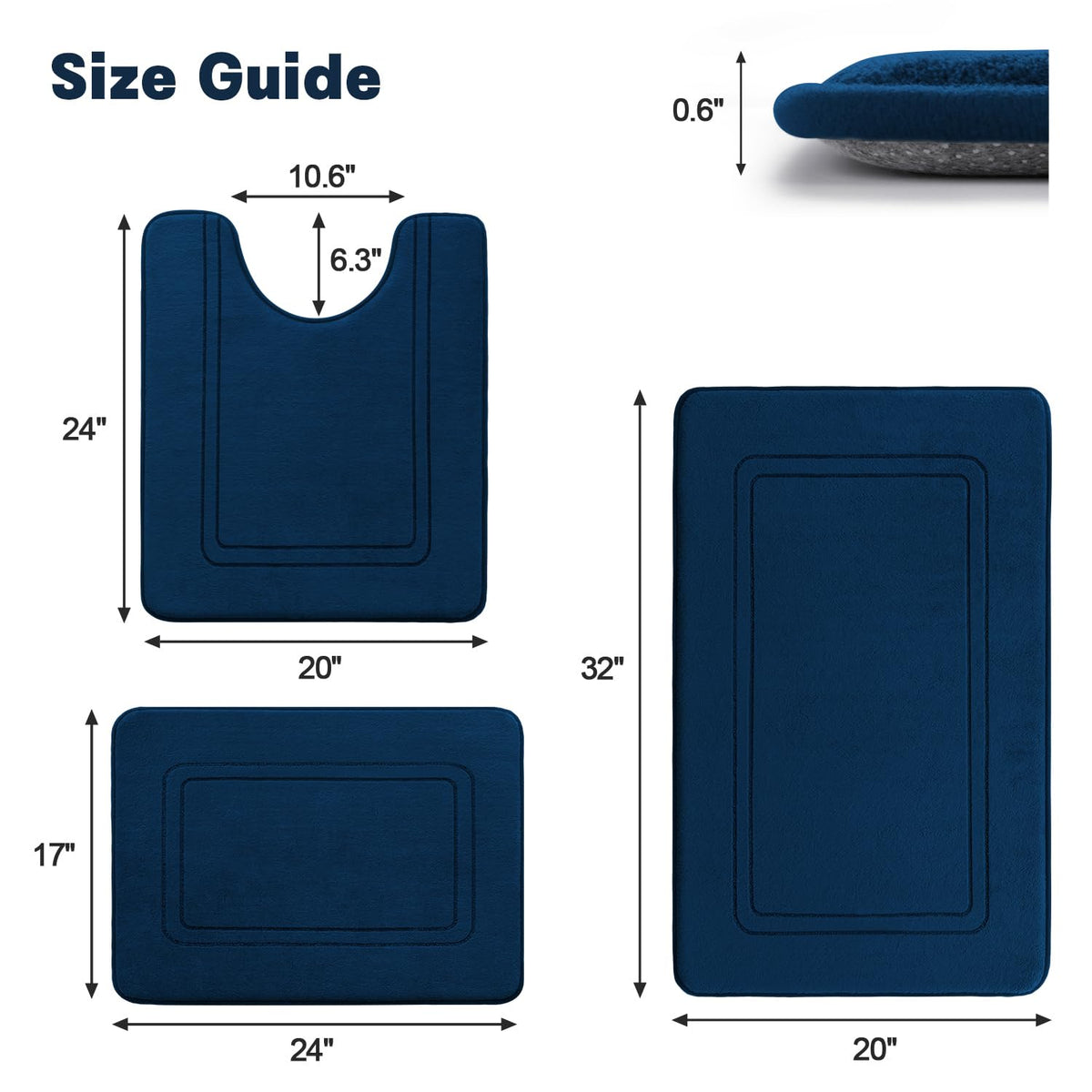 YIHOUSE memory foam mat, 24x17, eases foot fatigue after showers