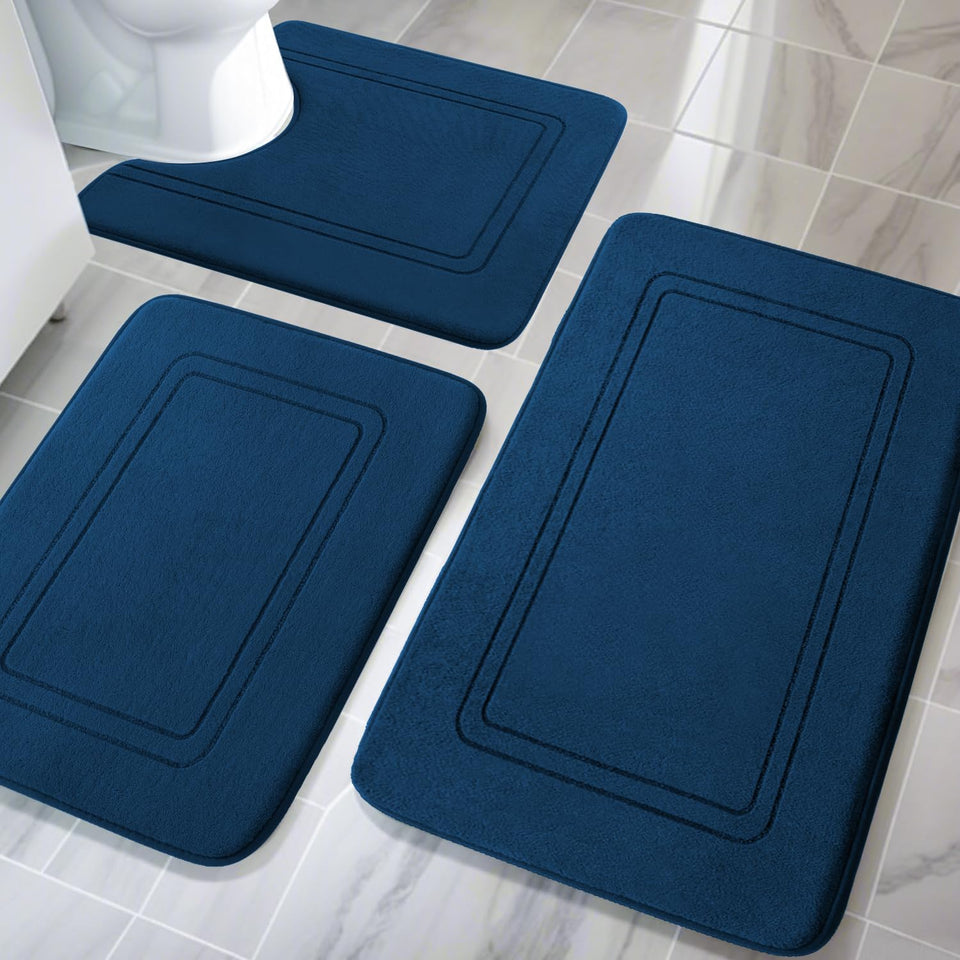 YIHOUSE memory foam bath mat set with large 32x20 rug for plush support