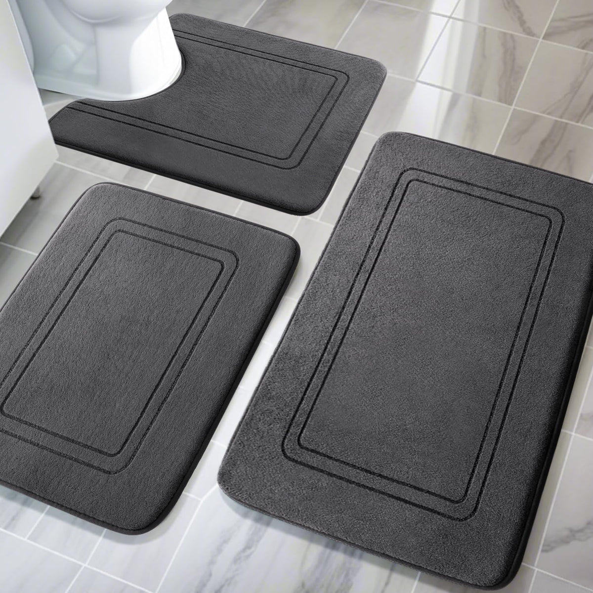 YIHOUSE memory foam bath mat set main rug shows plush comfort after showers