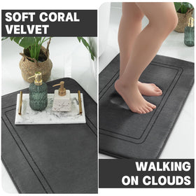 YIHOUSE memory foam bath mat set side mat provides soft support near the sink