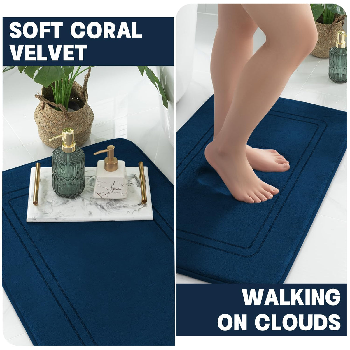 YIHOUSE 24x20 U-shaped bath mat surrounds toilet area for convenience