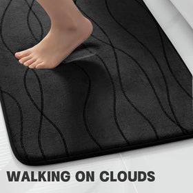 YIHOUSE memory foam U-shaped toilet rug 24x20 in black around the toilet
